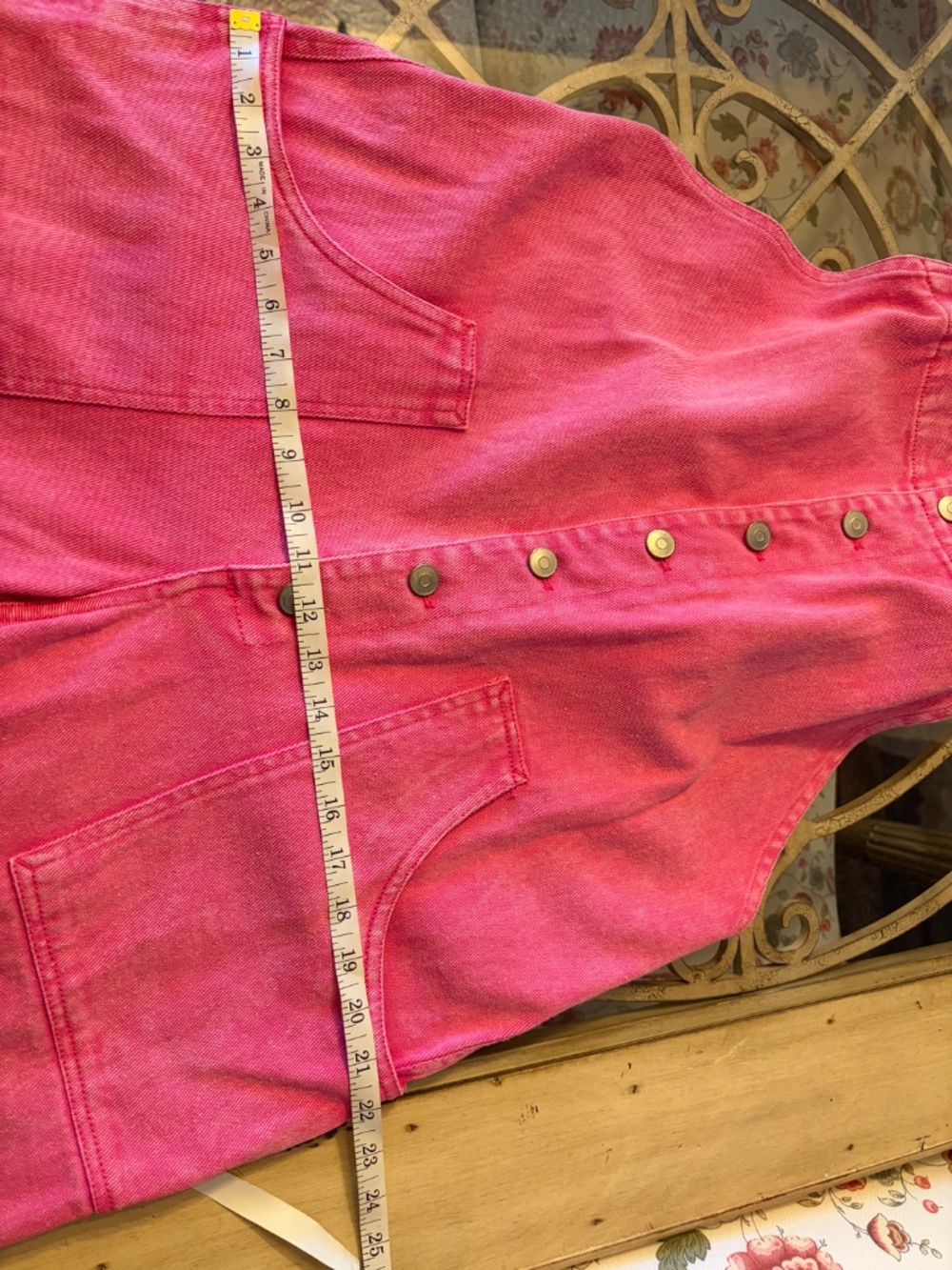 Peach Love California Pink Denim Wide Leg Overalls Size Large - Picture 7 of 7